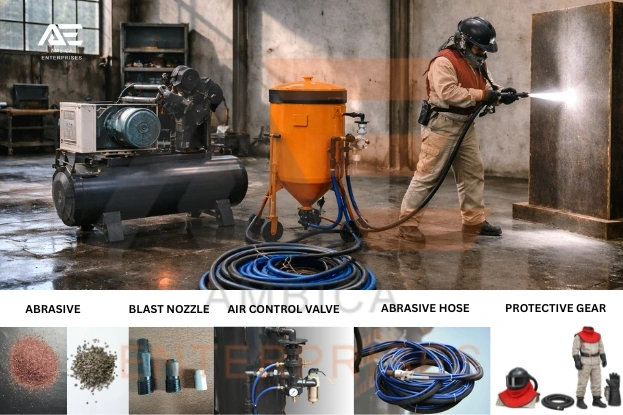 Sand blasting machine working and components